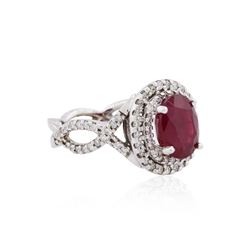 14KT White Gold GIA Certified 3.84ct Ruby and Diamond Ring