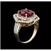 Image 3 : 6.77ct Ruby and Diamond Ring - 14KT Yellow Gold