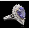 Image 1 : 14KT White and Yellow Gold 6.89ct Tanzanite and Diamond Ring