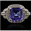 Image 2 : 14KT White Gold 3.91ct Tanzanite and Diamond Ring