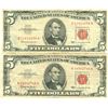 Image 1 : 1963 $5 Red Seal Bill Lot of 2