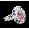 Image 1 : 14KT White Gold 2.24ct Tourmaline, Sapphire and Diamond Ring