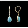 Image 2 : 14KT Yellow Gold 10.50ctw Turquoise and Diamond Earrings