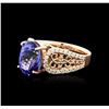 Image 2 : 14KT Rose Gold 3.82ct Tanzanite and Diamond Ring