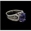 Image 1 : 4.38ct Tanzanite and Diamond Ring - 14KT White Gold