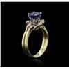 Image 3 : 14KT Yellow Gold 1.07ct Sapphire and Diamond Ring