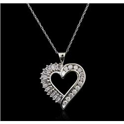 10KT White Gold 0.50ctw Diamond Heart Pendant With Chain