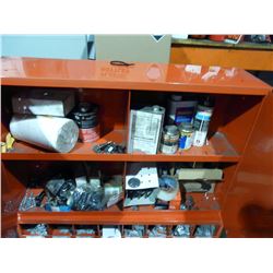 ORANGE CABINET WITH CONTENTS