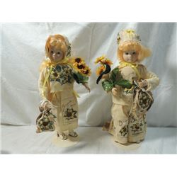 2 DOLL LOT SUNFLOWERS BRYAN'S BEST SEEDS VINTAGE