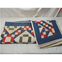 74" X 64" HAND SEWN ANTIQUE VINTAGE QUILT COUNTRY