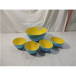 RETRO ART DECO MODERN SIAN SALAD BOWL SET YELLOW