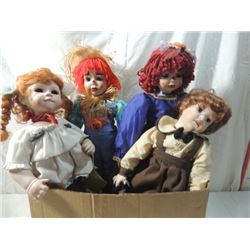 LOT 4 VINTAGE DOLLS RAGGEDY ANN ANDY HALLOWEEN