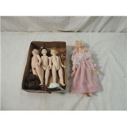 LOT 4 SMALL PORCELAIN ANTIQUE VINTAGE DOLLS