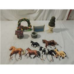 BOX LOT DOLL HOUSE ACCESSORIES FARM ANIMALS OUTDO