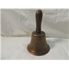 Image 1 : ANTIQUE VINTAGE SCHOOL BELL BRASS WOOD HANDLE