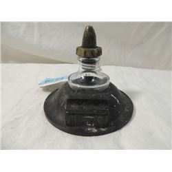 ANTIQUE HIGGINS INKWELL & PEN HOLDER