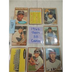 8 CARD LOT TOPPS BASEBALL 1962