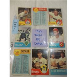 8 CARD LOT TOPPS BASEBALL 1963