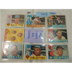 8 CARD LOT TOPPS BASEBALL 1960