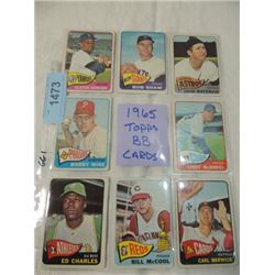 8 CARD LOT TOPPS BASEBALL 1965