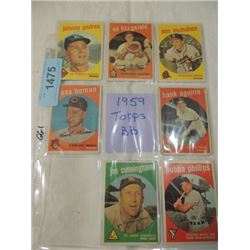 8 CARD LOT TOPPS BASEBALL 1959