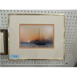 ORIGINAL PHOTO SIGNED WIRTZ SAILBOAT LAKE SUNSET