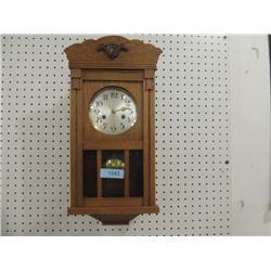 OAK CASE MISSION ARTS CRAFTS ANTIQUE  WALL CLOCK