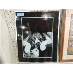 DOG PUPPY CAT KITTEN KITTY PRINT DROGUETT SIGNED