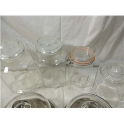 BOX LOT CANISTERS GLASS FLIP TOP