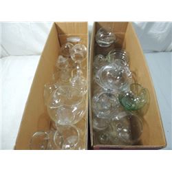 TWO BOXES FULL OF CLEAR GLASS DECORATION HOME