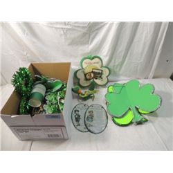 BOX LOT ST PATRICKS DAY CLOVER LUCKY DECORATION