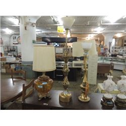 BRASS TABLE FLOOR LAMP WITH GLASS SHADE ANTIQUE VI