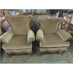 PAIR WINGBACK WING BACK EMPIRE QUEEN ANNE CHAIRS