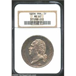 Louis XVIII 5 Francs 1820-A,...