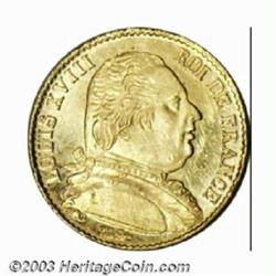 Louis XVIII gold 20 Francs 1814-A,...