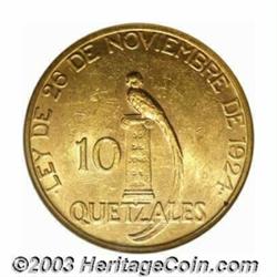 Gold 10 Quetzals 1926,...