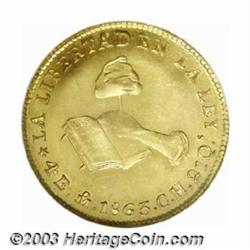 Gold 4 Escudos 1863-MoCH,...