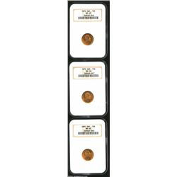 Three Oscar II gold 10 Kronor, early bust style,...