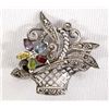Image 1 : Sterling Marcasite & Semi-Precious Gemstone Pin