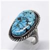 Image 1 : Navajo Sterling Silver Turquoise Ring, Size 9.5
