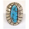 1950 Navajo Sterling Turquoise Ring, Size 10