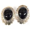 Image 1 : Navajo Sterling Onyx Concho Earrings by W. Shaw