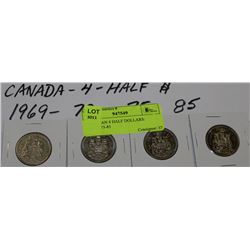 CANADIAN 4 HALF DOLLARS: 1969-73-75-85