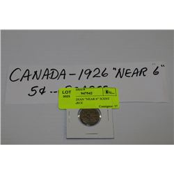 1926 CANADIAN "NEAR 6" 5CENT COIN - SCARCE