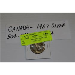 1967 CANADIAN SILVER 50CENT - CHOICE BRILLIANT UNC