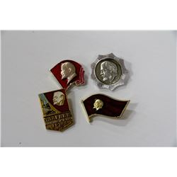 RUSSIAN COMMUNIST LENIN PINS - 4 TOTAL
