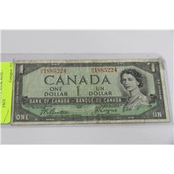 1954 CANADIAN $1 BANK NOTE - DEVILS FACE