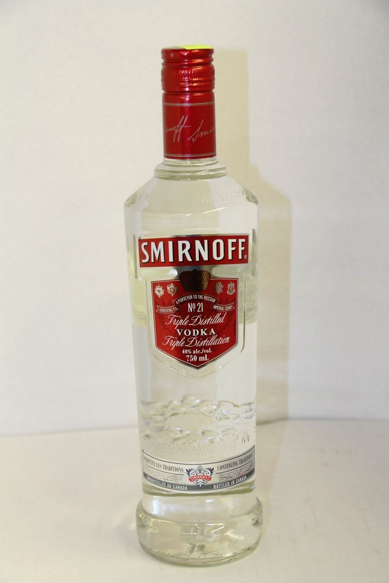 750ML BOTTLE OF SMIRNOFF TRIPLE DISTILLED VODKA