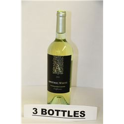 3 BOTTLES OF APOTHIC CALIFORNIA 2012 WHITE WINE