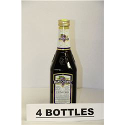 4 BOTTLES OF MANISCHEWITZ CONCORD RED WINE